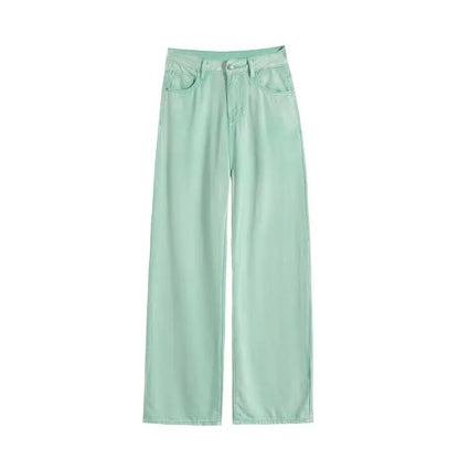 Korean Fashion Woman Ice Silk Wide-leg Jean