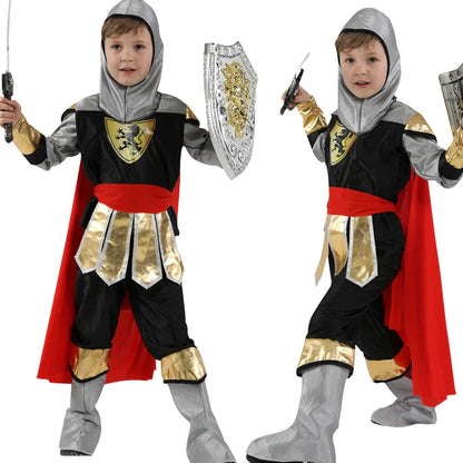 Children's Knight Costume Cosplay Performance Dress Party European Knight Armor Medieval Royal Castle Defender Armor