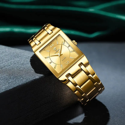 Luxury Quartz Wristwatches For Women Men Business Watch Simple Design Black Gold Stainless Steel Waterproof Quartz Clock