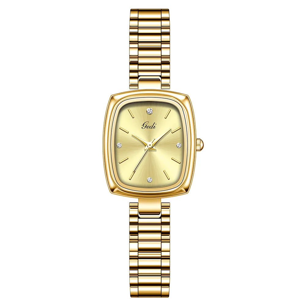 Bracelet Watch Retro TV niche high-end Gold Watches steel strip Waterproof Small Dial Women's Fashion Quartz Clock Wristwatches