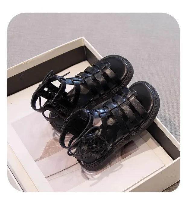 2026 Children Sandals High-top Kids Girls Sandals Baby Sandals High Quality Flat Cut-Outs Beach Sandals