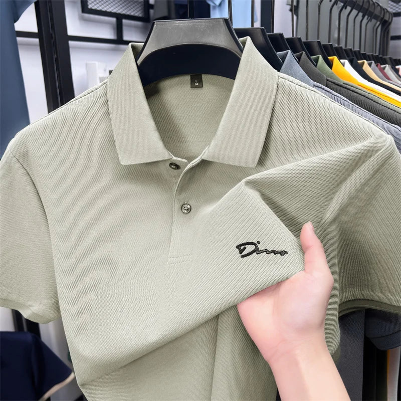 cotton100% hot sale men's new short sleeve polo shirt summer lapel letter printing ventilate t-shirt business classic mans wear