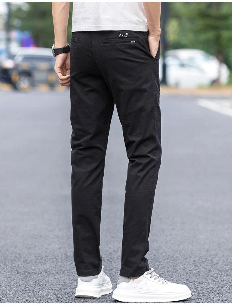 Slim Fit Straight Thin Casual Pants for Men Business Classic Stretch 98% Cotton Soft Spring Summer Trousers Brand Clothing
