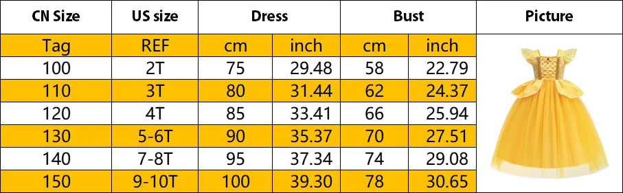 Vestidos de Princesa Disney para Meninas Fantasia de Festa da Bela Roupa de Flores para Crianças de Halloween Aniversário Fantasia da Bela e a Fera