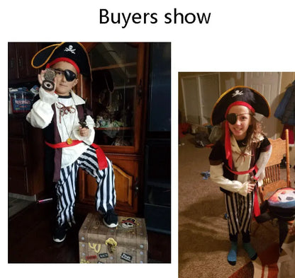 Halloween Costumes Kids Boys Pirate Costume Children Captain Jack Cosplay set for Christmas New Year Purim Pirate Clothes