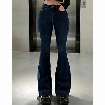 High Waist Flared Jeans Female Stretchy Bootcut Denim Pants