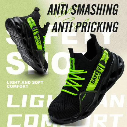 Men's Steel Toe Safety Shoes Anti Crush And Piercing Fashionable Breathable Sock Shoes Outdoor Unisex Work Footwear