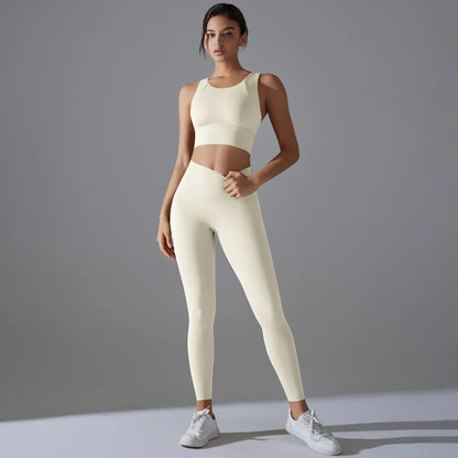 Yoga Set Women's tracksuit Women Fitness Crop Top Shockproof Sports Bras Yoga Gym Running Pants Sportswear Running Fitness Yoga