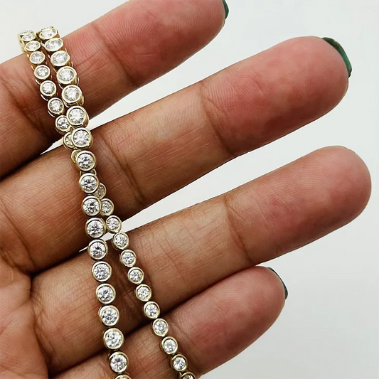 2/3mm  Certified Moissanite Tennis Bracelet for Women 925 Sterling Silver Round Bubble Bezel Setting Diamond Bracelets Bangle