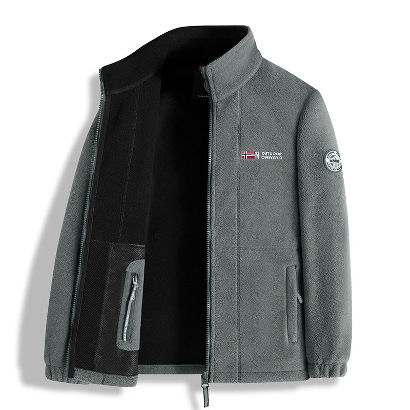 2025 Men's Fleece Coat Autumn and Winter Thickened Warm Windproof Cold-proof Loose Plus Size Outdoor Sports Collar Fleece Jacket