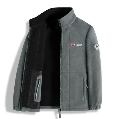 2025 Men's Fleece Coat Autumn and Winter Thickened Warm Windproof Cold-proof Loose Plus Size Outdoor Sports Collar Fleece Jacket