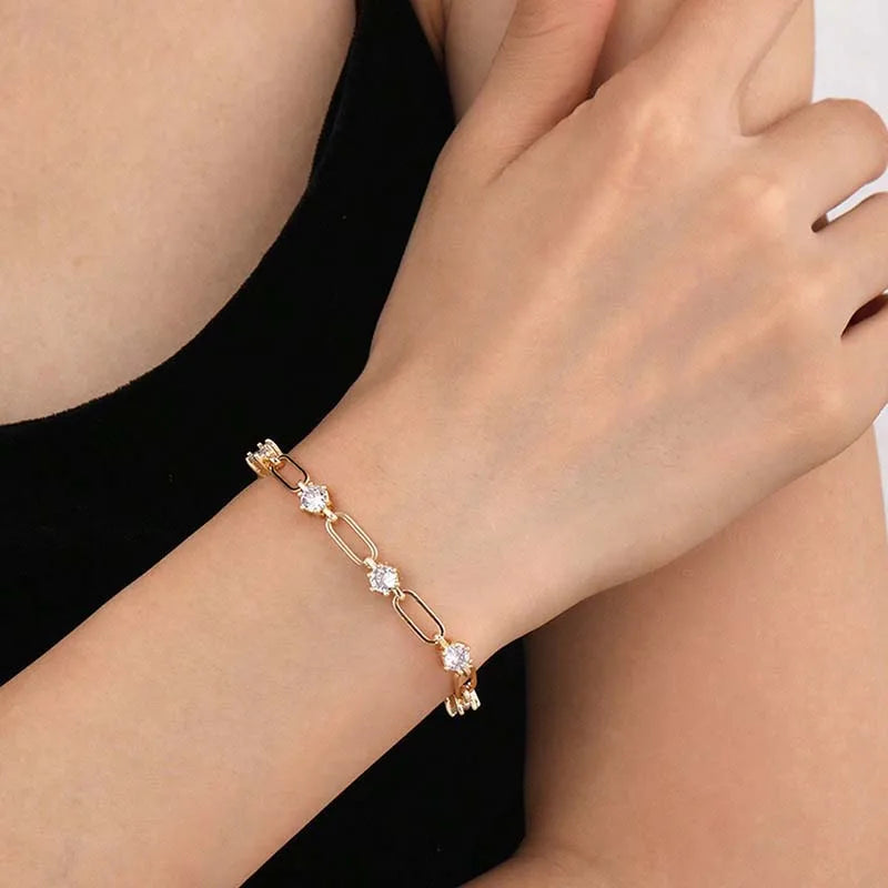 Round Cut Moissanite Bracelets for Women Men DVVS1 Lab Diamond 925 Sterling Silver Adjustable Chain Bracelets Jewelry