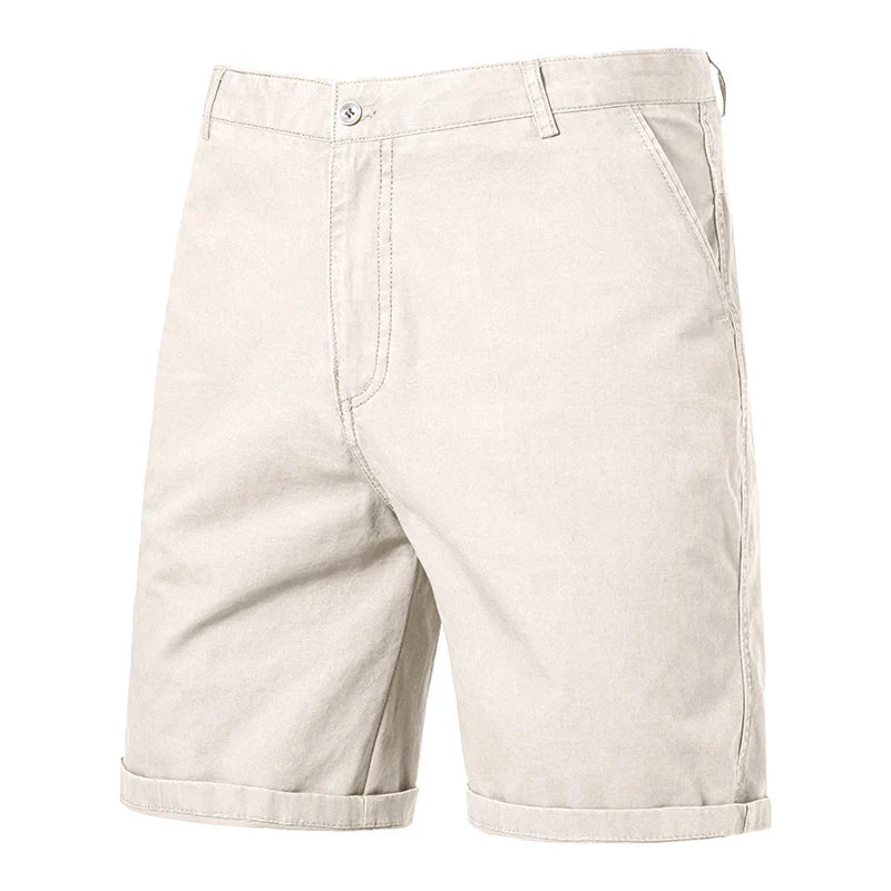 8 Colors Mens Cotton Casual Shorts Summer Business Casual Knee Pants Classic Khaki American Style Streetwear Golf Shorts Beige
