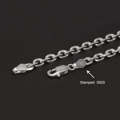 4mm 925 Sterling Silver Diamond-Cut Paperclip Chain Bracelet for Men Cable Link Chain Simple Hiphop Fashion Party Jewelry