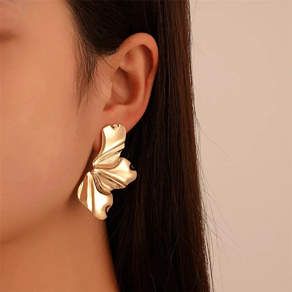 Vintage Earrings Women Bohemian Big Irregular Geometric Gold Metal Dangle Drop Earrings Exaggerated Jewelry 2024