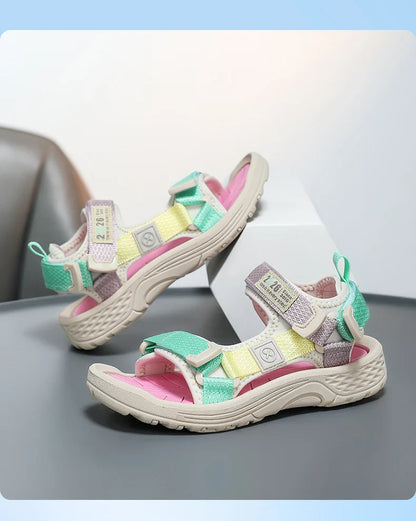 New Summer Kids Sport Sandals, Children Casual Breathable Barefoot Shoes, Non-Slip Lightweight Water Beach Sandals for Boys