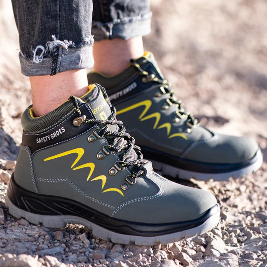 Waterproof  Indestructible Men Safety Shoes Construction Steel Toe Work Boots Non Slip Navy Platform Botas For Men Shoes