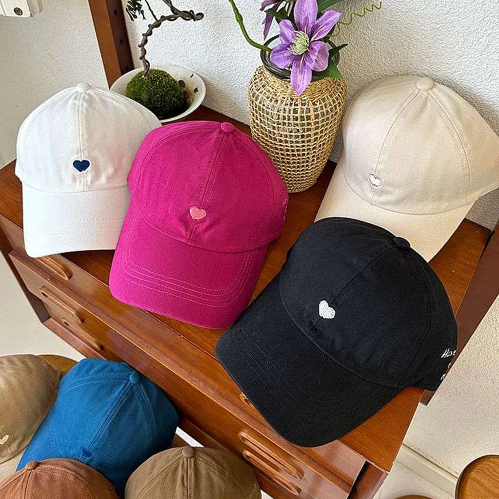 Kids Baseball Caps for Boys Girls Sun Hat Love Heart Hollow High Ponytail Caps Children Adjustable Baseball Caps for 4-12 Years