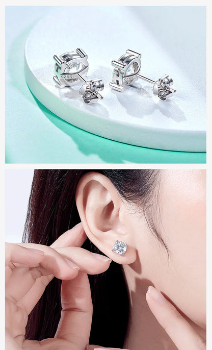 2ct D Color Moissanite 925 Sterling Silver Stud Earrings for Women With Cer Certificate Jewelry Jewelry Custom Earrings