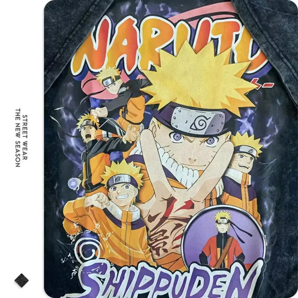 T-shirts Vintage Washed Uchiha Itachi Printed T Shirt Oversize Streetwear Manga Kakashi Minato Obito Tops Tees Man Women