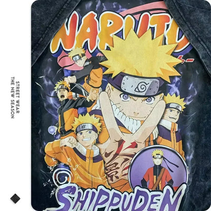 T-shirts Vintage Washed Uchiha Itachi Printed T Shirt Oversize Streetwear Manga Kakashi Minato Obito Tops Tees Man Women