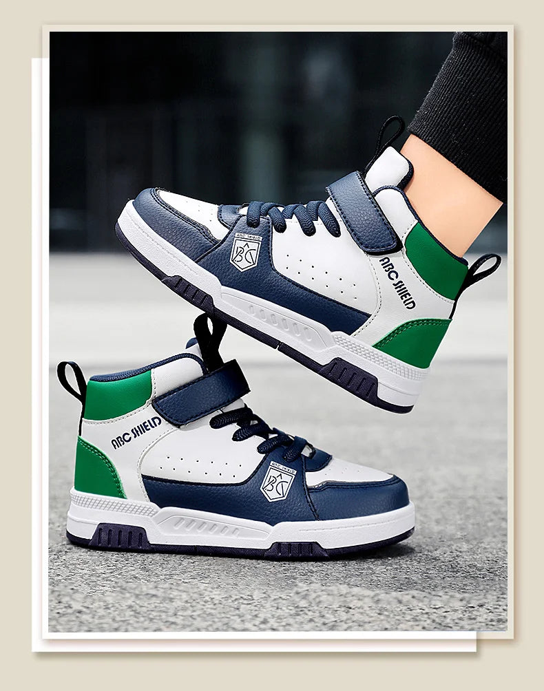 Children‘s High-top Basketball Boots Boys Girls Non-slip Basketball Trainers Outdoor Jogging Sneakers Breathable Athletic Shoes