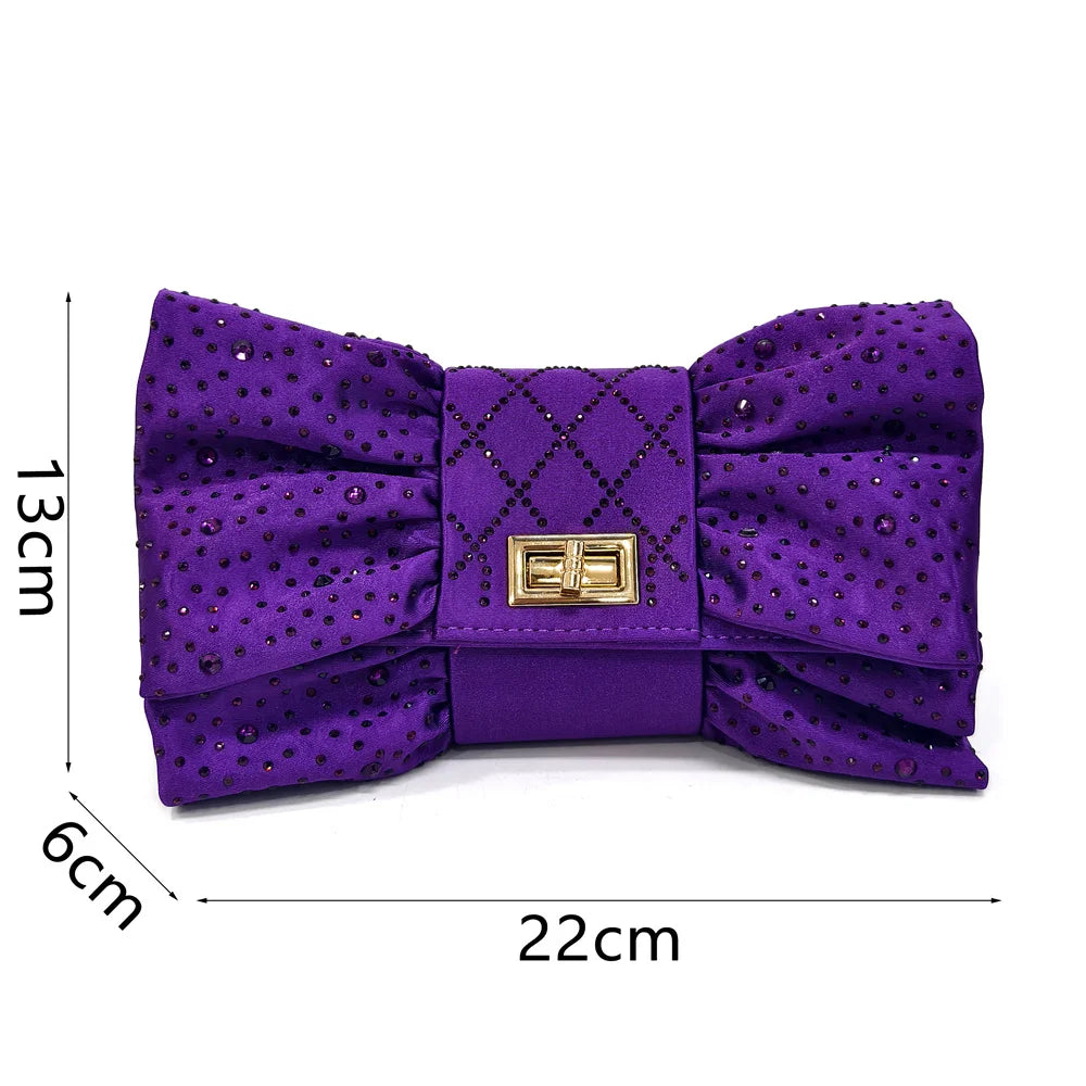 Fashion Brown Color Women's Party Shoes and Bag Set With Elegant Diamond Butterfly Design - Stylish and Chic