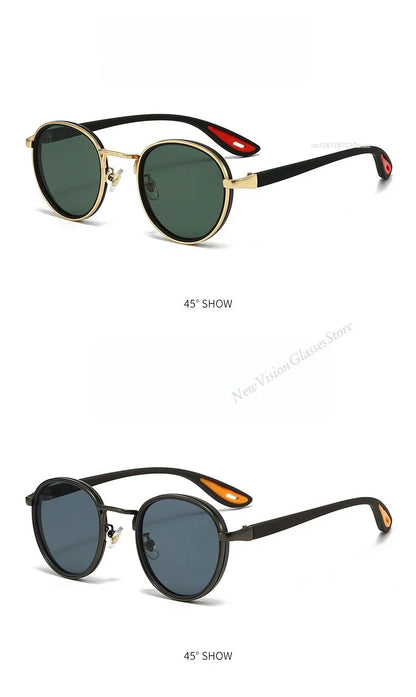 Vintage Designer Outdoor Sunglasses Men Round Fashion Plastic Titanium High Quality Sun Glasses Man UV Protection Glasses Woman