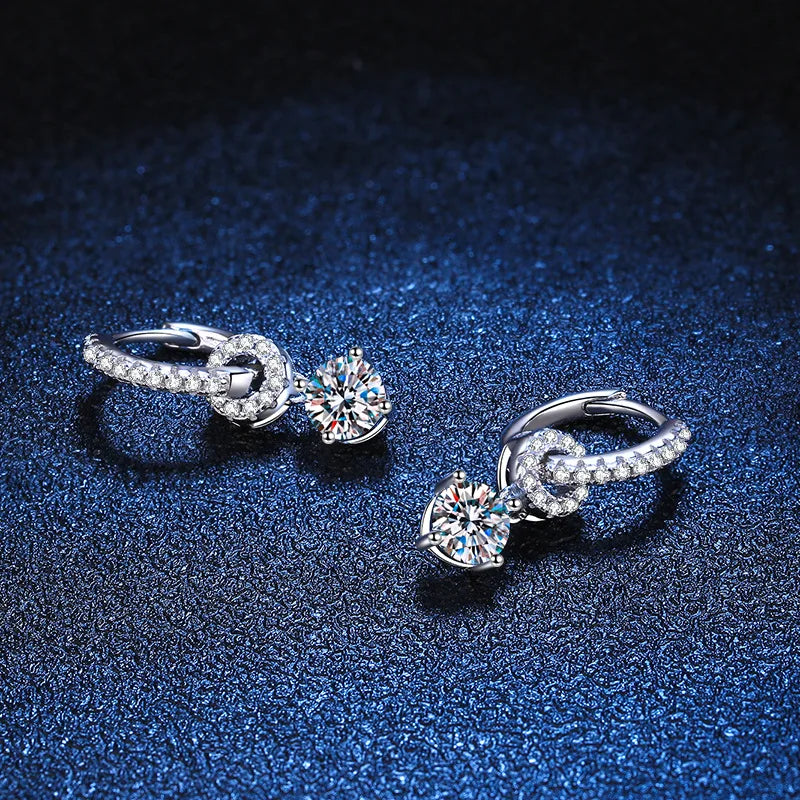 Real 1CT Moissanite Drop Earrings For Women Party Fine Jewelry S925 Sterling Silver GRA Certified Diamond Earring Wholesale