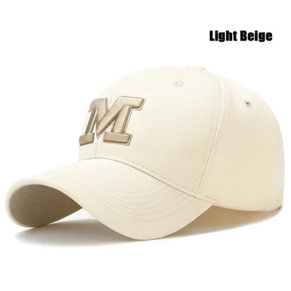 Fashion Men Women M Letter Three-Dimensional Embroidery Baseball Cap New Unisex Outdoor Casual Sport Duck Tongue Cap Sun Hat
