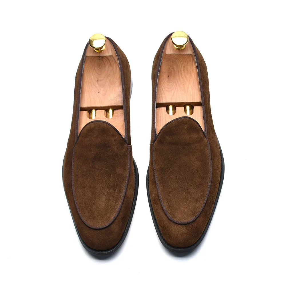 Luxury Italian Wedding Party Men's Loafer Dress Shoes Cow Suede Leather Slip-on Gentleman Fashion Suit Formal Shoes Man Footwear