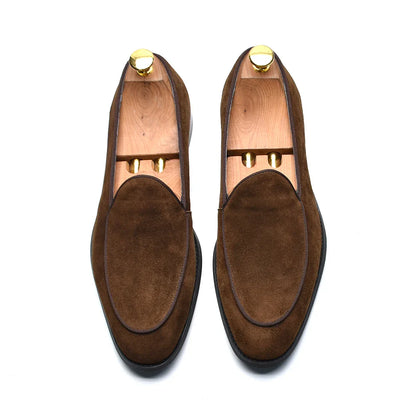 Luxury Italian Wedding Party Men's Loafer Dress Shoes Cow Suede Leather Slip-on Gentleman Fashion Suit Formal Shoes Man Footwear
