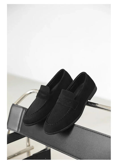 Retro Brown Men's Loafers Comfortable Suede Leather Casual Shoes Man Slip-on Shoes Flat Moccasins For Men zapatos de hombre