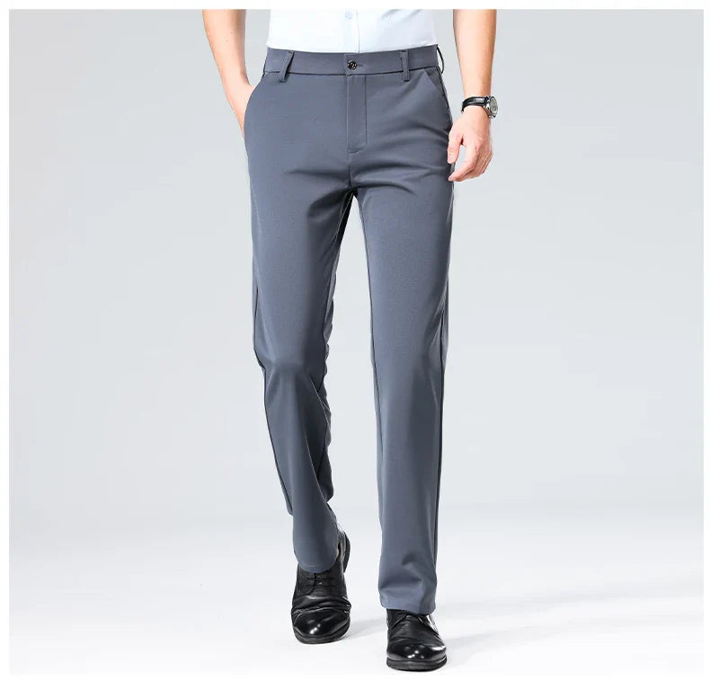 Large Size 52 Mens Casual Pants Elastic Suit Pants Office Trousers Spandex Business Formal Dress Straight Pants