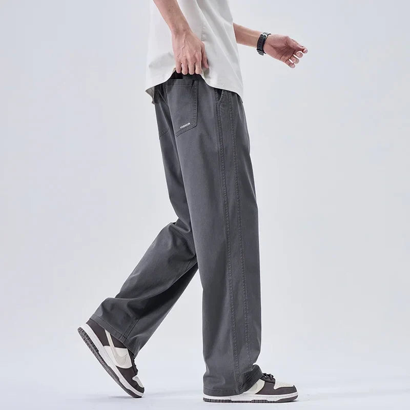 Brand Soft Jeans for Men Spring Thin Draped Comfortable Straight Trousers Drawstring Male Baggy Denim Pants Streetwear