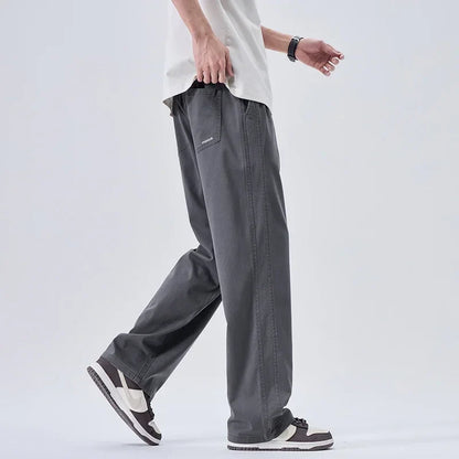 Brand Soft Jeans for Men Spring Thin Draped Comfortable Straight Trousers Drawstring Male Baggy Denim Pants Streetwear