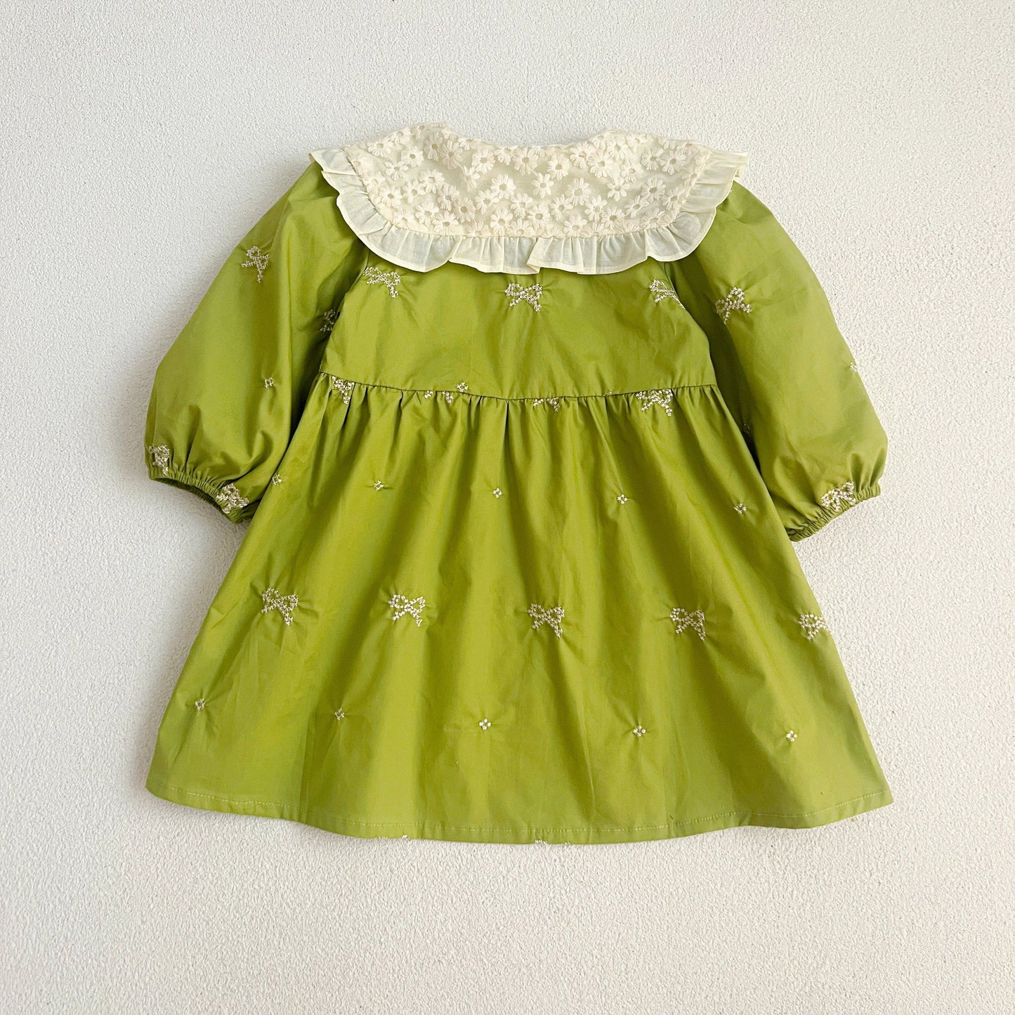 Outono 0-6 anos Vestido de Princesa para Meninas Roupas de Bebê Menina Gola Borboleta Roupas de Bebê Menina Peça Única Vestido Infantil Bordado