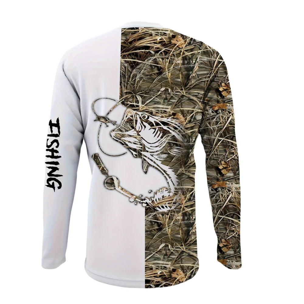 Fishing Shirts Men's T-Shirts Long Sleeve Mens Clothes Autumn Streetwear Crew Neck Pullovers Mens T Shirt Casual Men Clothing