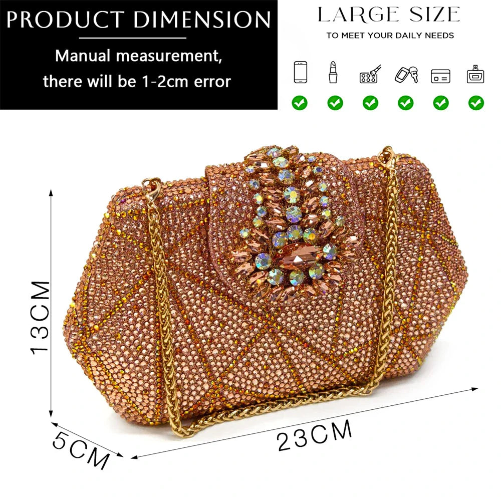 Pointed-Toe Rhinestone Pumps African Ladies Italian Shoe and Bag Set Designer