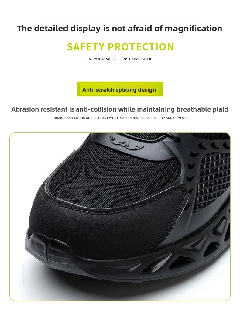 Men's Summer Mesh Labor Protection Shoes Anti-Smashing Wear-Resistant Outdoor Construction Site Protection Work Shoes Anti-Pierc