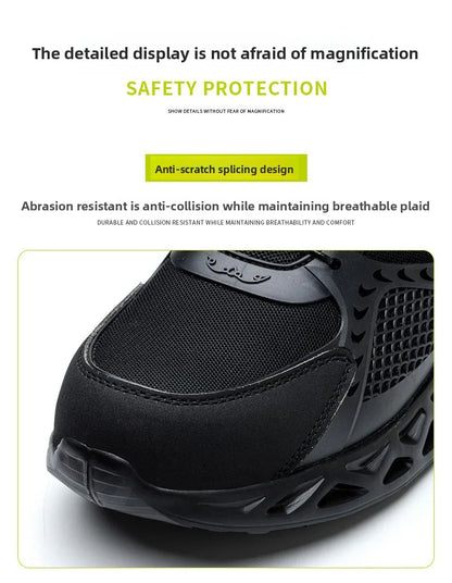 Men's Summer Mesh Labor Protection Shoes Anti-Smashing Wear-Resistant Outdoor Construction Site Protection Work Shoes Anti-Pierc