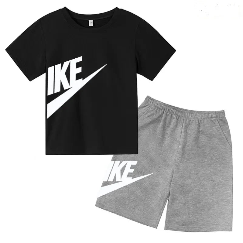 Kids Summer Short Sleeve T-shirt Shorts 2Pcs Set Boy Girl Casual Sport Jogging Suit Toddler 3-12Y
