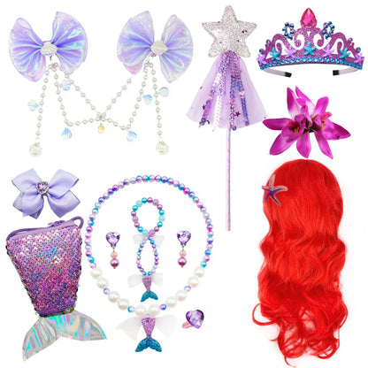 Ariel Cosplay Princess Costume Kids Cartoon Printed Dress Girls Halloween Children Carnival Birthday Party Clothes