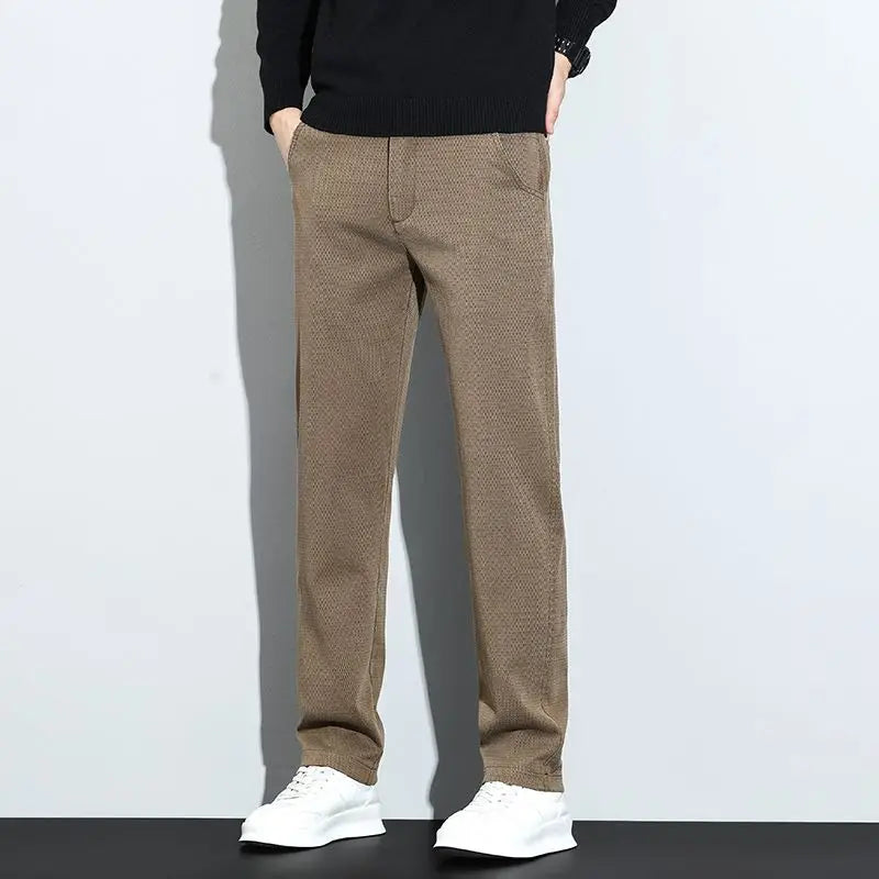 Korean Fashion Lyocell Casual Pants Men's New Spring Breathable Straight Elastic High Quality Daily Streetwear Male Trousers