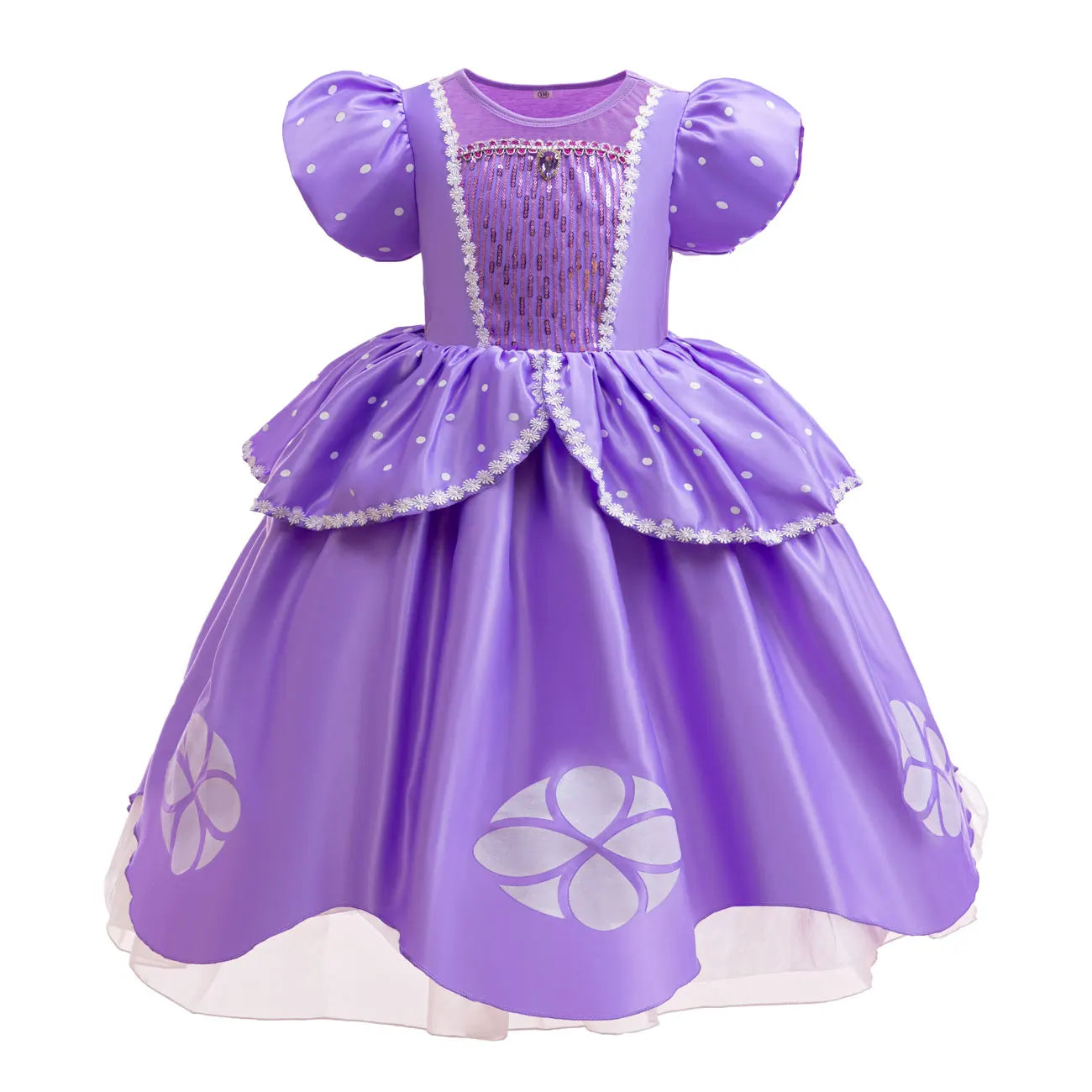 Sofia Princess Dress For Girl Summer Dress Birthday Carnival Party Sophia Sleeve Fluffy Ball Dress + Accessories