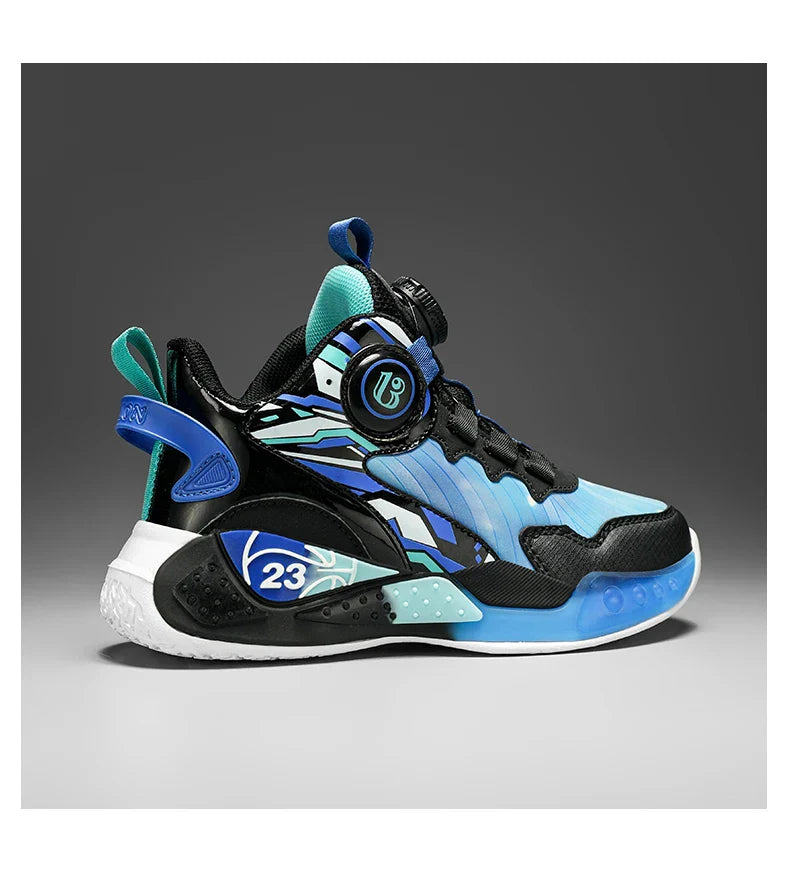 Children‘s Basketball Shoes Anti-slip Basketball Trainers Kids Outdoor Cushioned Sneakers Breathable Ankle Support Athletic Shoe