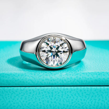 4ct D Color Moissanite Men Rings 18K Gold Plated  Silver Engagement Bezel Rings For Men Factory Jewelry Wholesale