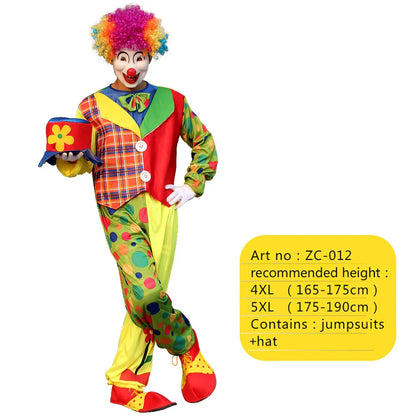 2025 New adult Circus Clown Cosplay Costumes Stage Performance Halloween Clown Role Play  Supply for Birthday Carnival