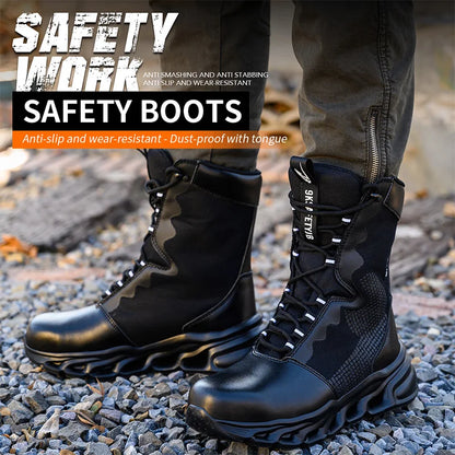 Safety Shoes Men Boots High Top Work Sneakers Steel Toe Anti-smash Puncture-Proof Work Boots Breathable Indestructible Shoes