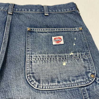 Black Nice Washed Damaged Saint DOUBLE KNEE Zipper Denim Shorts Men Women Oversized Shorts